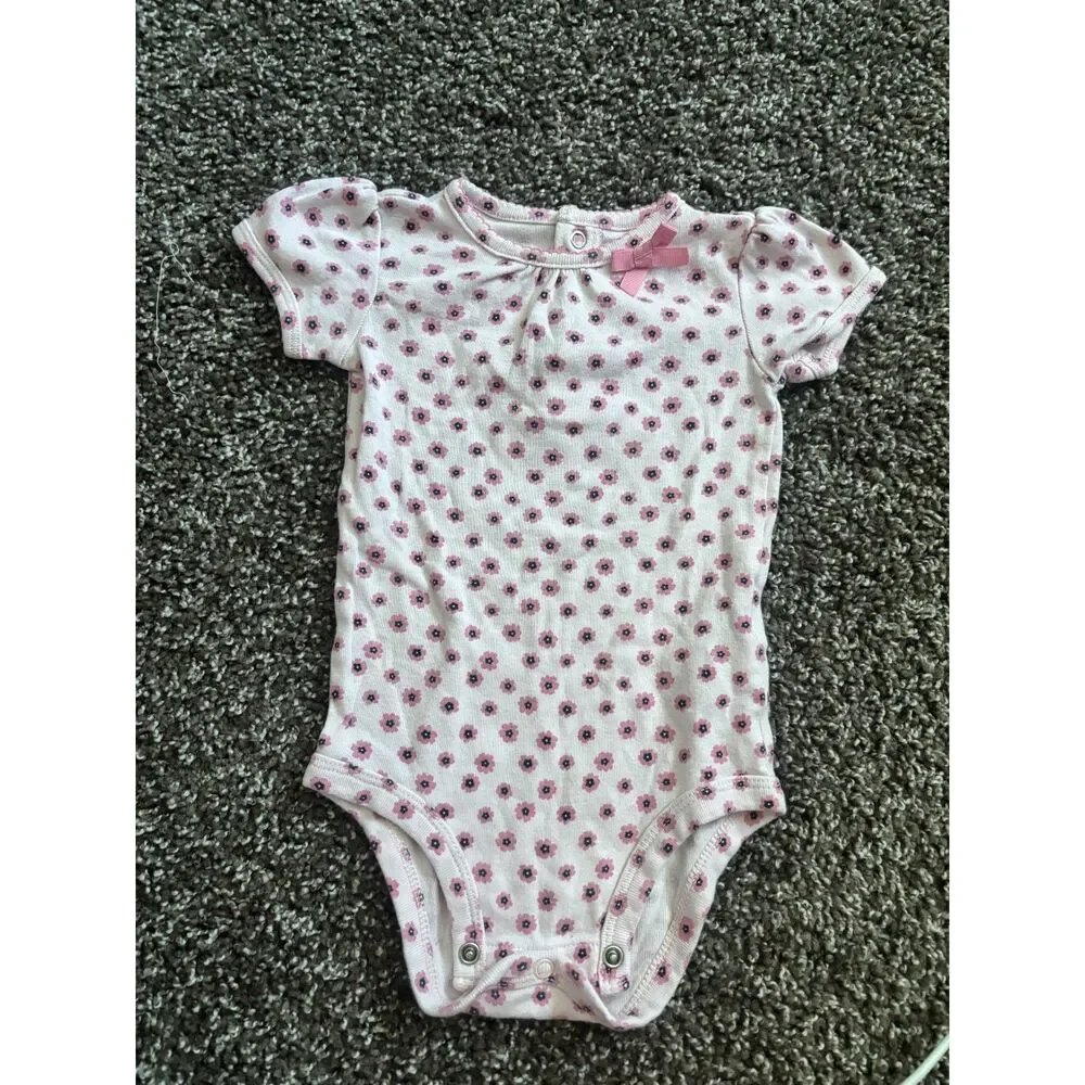 Carter's Pink Floral Short Sleeve Knit Top Baby Girl 6-9M
